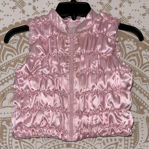 Kids Headquarters Other - “KIDS HEADQUARTERS” GIRLS PINK ZIP-UP PUFFER VEST WITH BOWS & RHINESTONES SIZE 5
